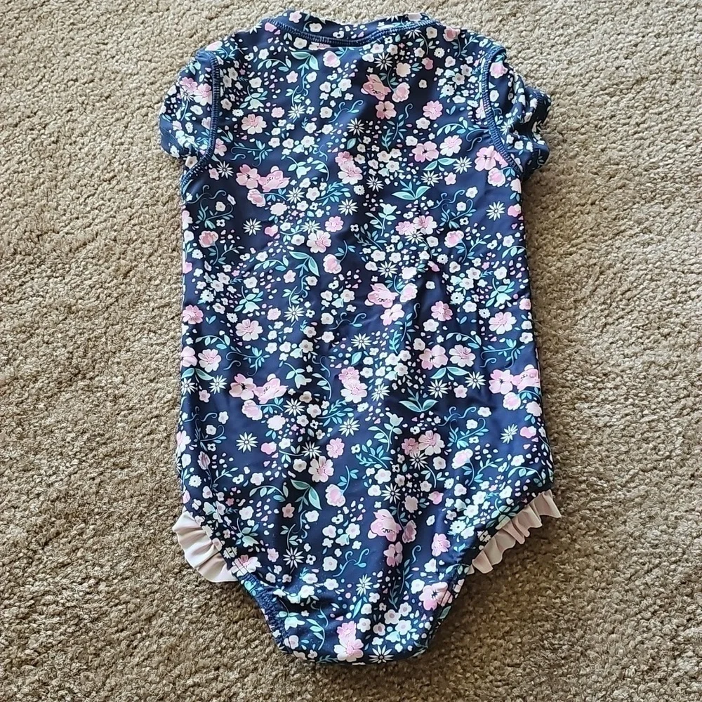 Ruffle Butts Floral One Piece Rashguard Swimsuit Size 4T